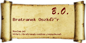 Bratranek Oszkár névjegykártya